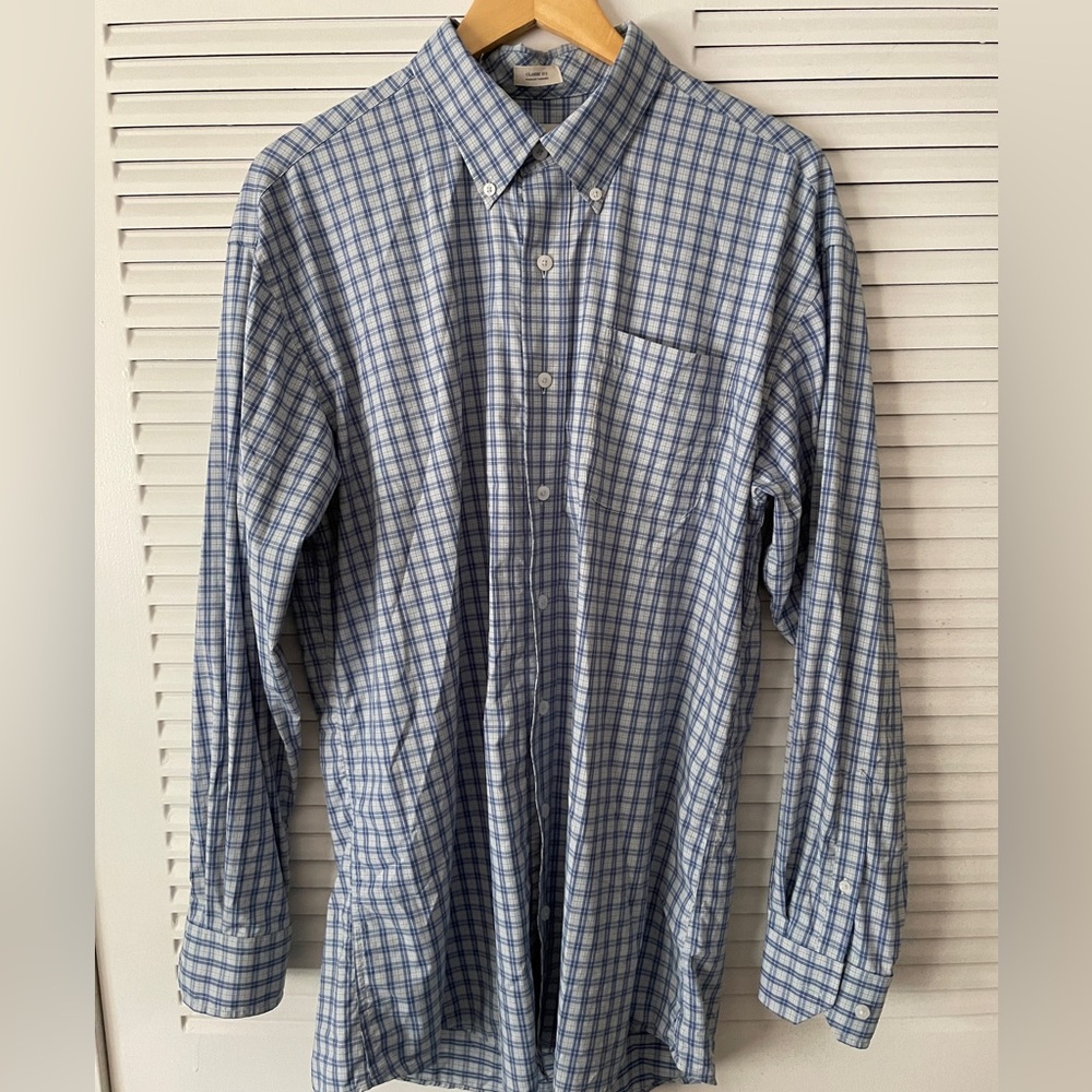 Onward Reserve Blue Plaid Classic Fit Performance Shirt Size Large